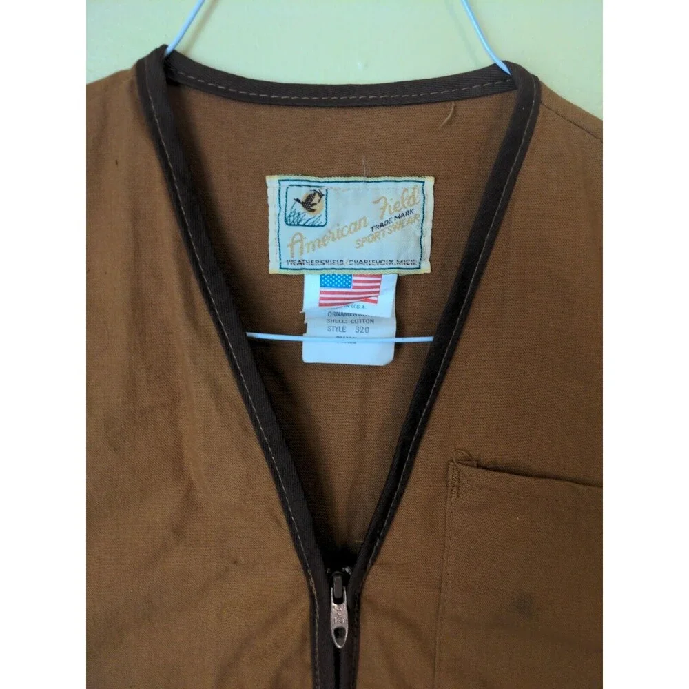 Vintage American Field Sportswear Tan Hunting Shooting Vest Trap Size Small USA